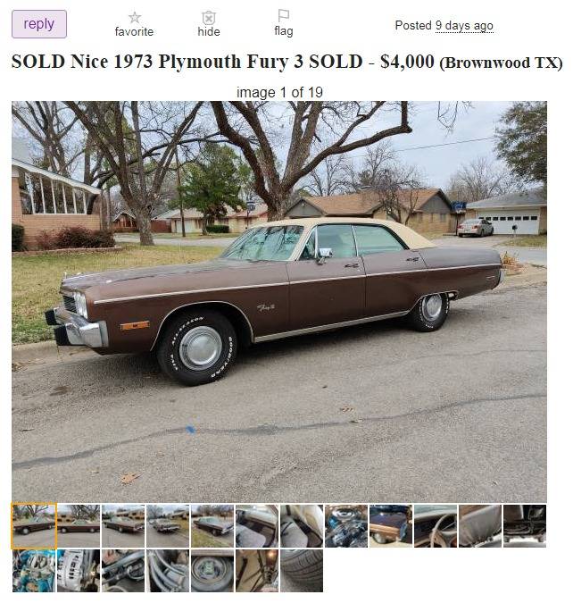 03-20-21.SOLD Nice 1973 Plymouth Fury 3 SOLD.dallas.craigslist.org.jpg