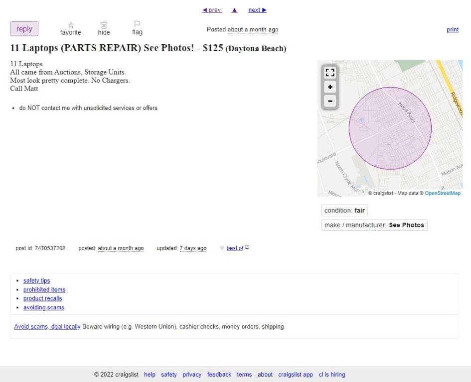 05-18-22.11 Laptops (PARTS REPAIR) See Photos! - $125 (Daytona Beach).daytona.craigslist.org.jpg