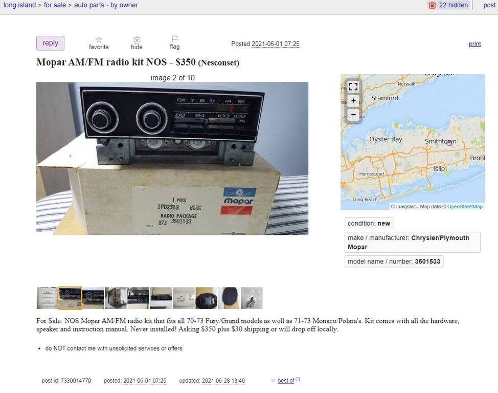 07-09-21.Mopar AM-FM radio kit NOS - $350 (Nesconset).longisland.craigslist.org.002.jpg