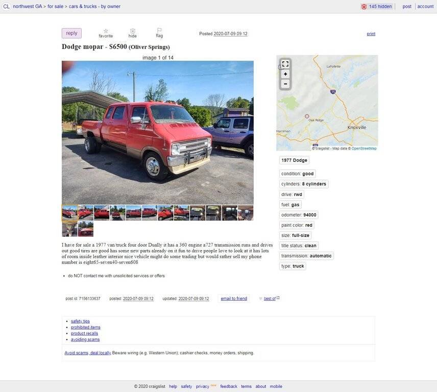 08-04-20.Dodge mopar - $6500 (Oliver Springs).nwga.craigslist.org.jpg