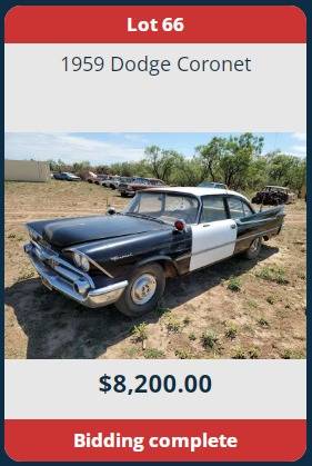 10-13-21.Texas MOPAR Hoard Auction 1959 Dodge CHP Car.freedomcarauctions.com.jpg