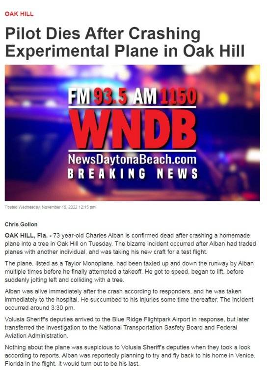 11-16-22.Pilot Dies After Crashing Experimental Plane in Oak Hill.www.newsdaytonabeach.com.jpg