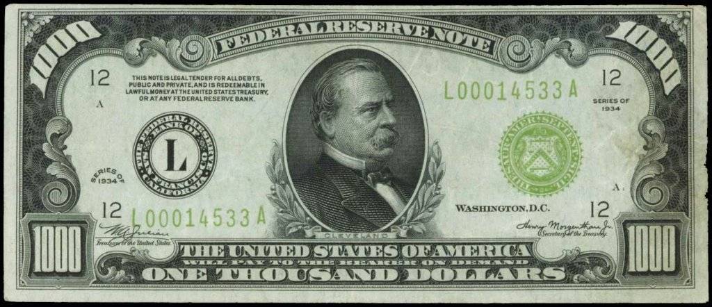 1934 $1000 Federal Reserve Note. San Francisco.JPG