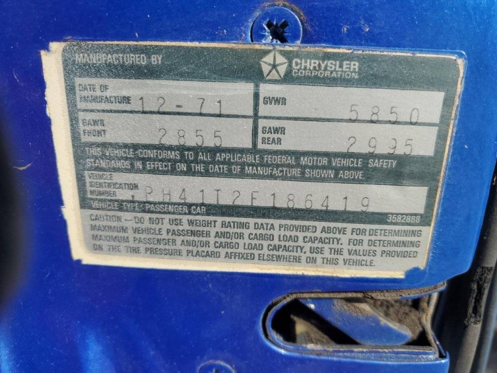 1972 Plymouth Fury III 4dr Sedan PH41T2F186419 VIN 440_012.jpg