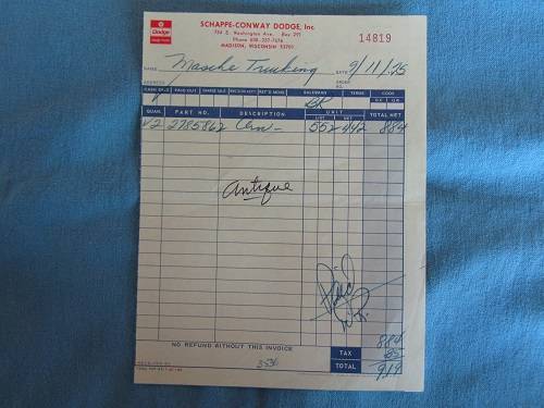 1975 invoice, 383 hood orn..jpg