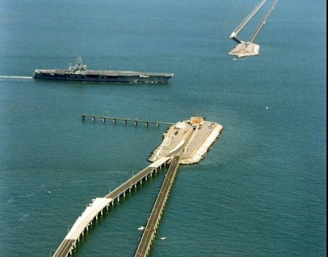 Aircraft Carrier passes through Thimble Shoal Channel.jpg