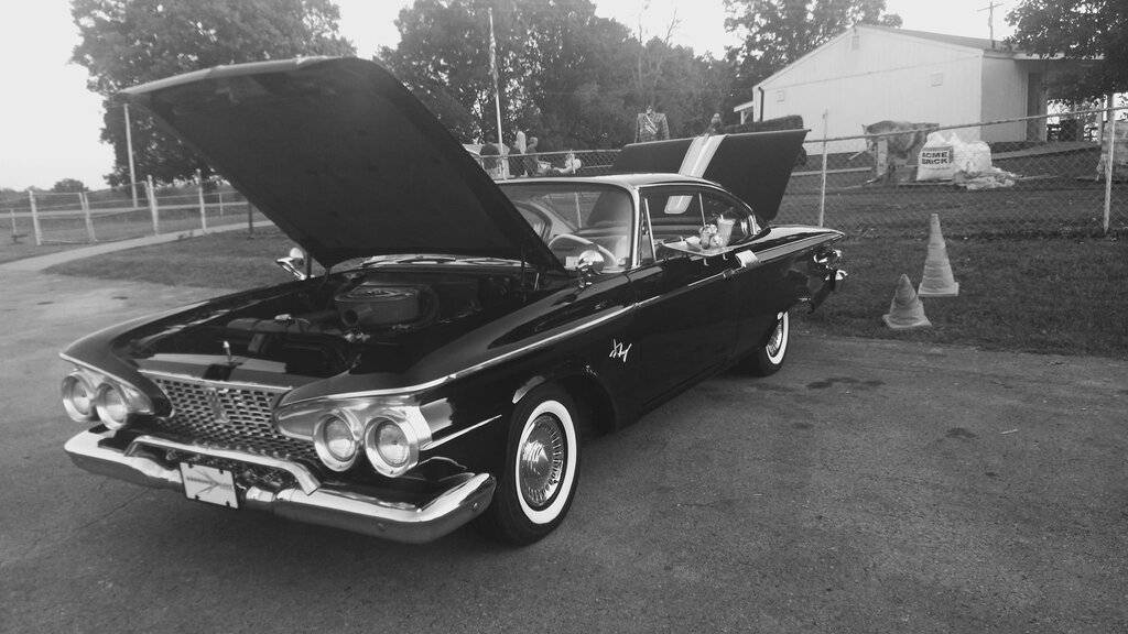black and white photo of a '61fury.jpg