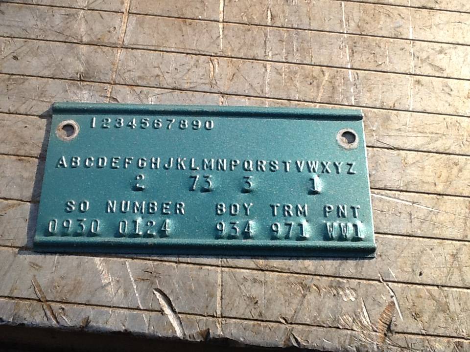 Fender tag found For C Bodies Only Classic Mopar Forum