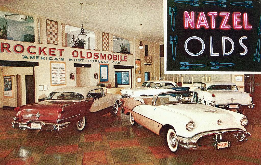 Natzel Oldsmobile, Pasadena CA, 1956.jpg