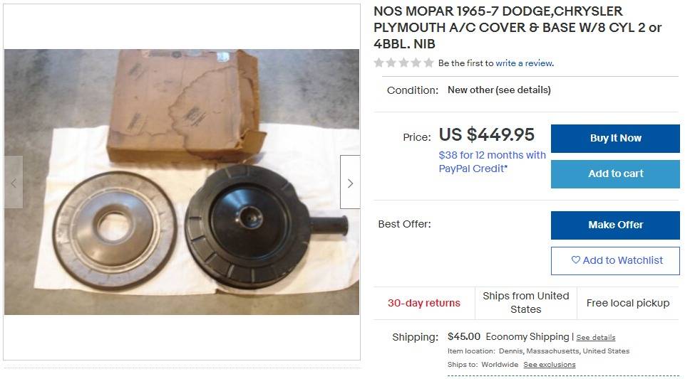 NOS MOPAR 1965-7 A_C COVER & BASE W_8 CYL 2 or 4BBL. NIB.jpg