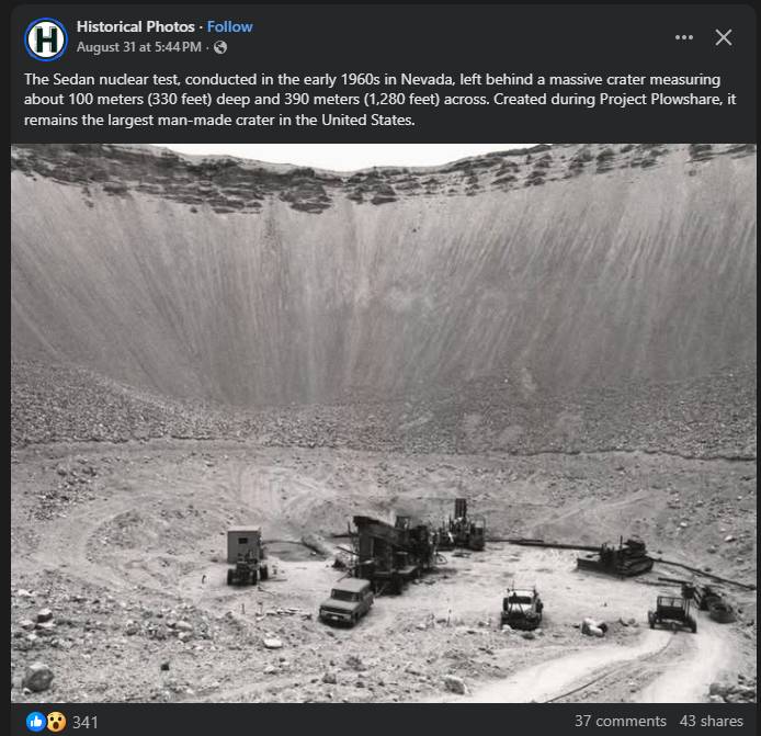 The Sedan Nuclear Test Crater In The Eary 60's.jpg