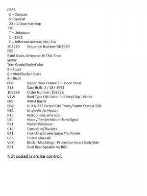 '71 Chrysler 300 Fender Tag Decode.jpg